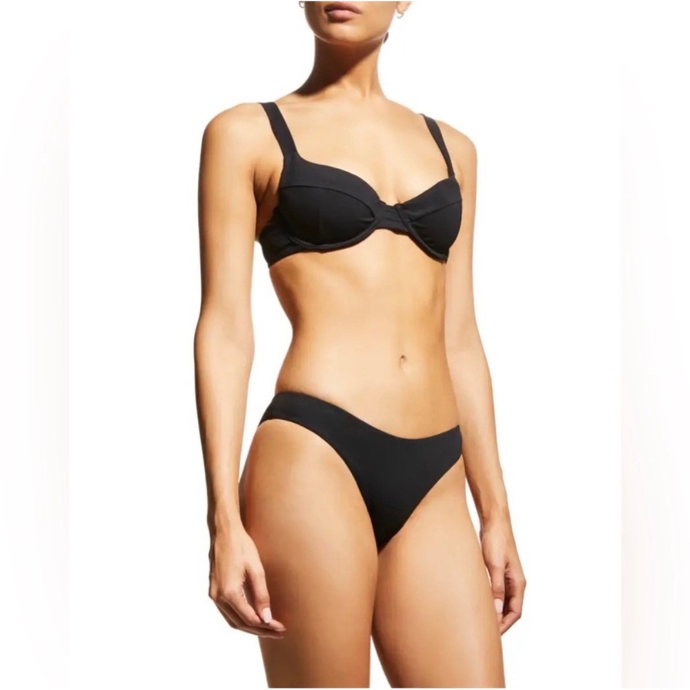 Jonathan Simkhai Lia Bustier Underwire Bikini Top Black Size Small NWT